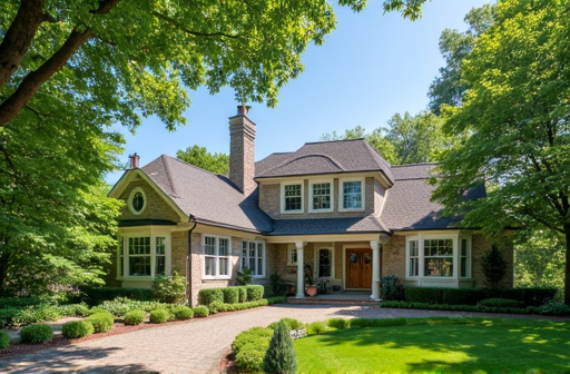 a Philadelphia home with a driveway and trees
